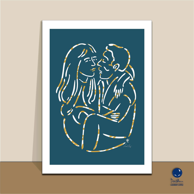 AF19 "Couple entrelacé" 50x70 cm