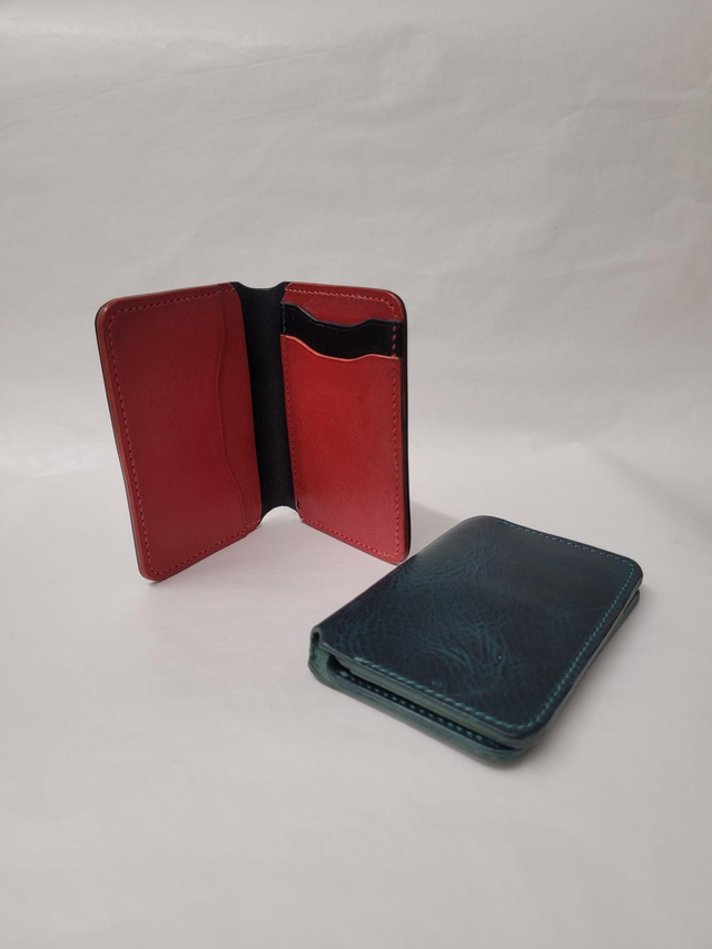 Bifold Leather Vertical Card Holder - 2 Slots - Rachel - ML-007