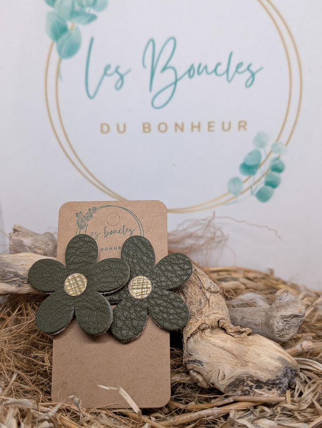 Boucles d&#039;oreilles Baby Marguerite kaki bm074