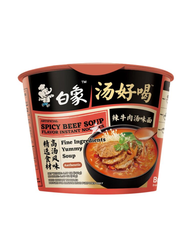 Baixiang Instant Bowl Noodle kryddig nötsoppasmak 107g