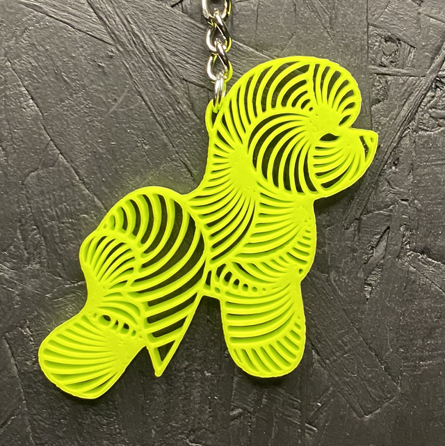 3D - Keychain Bichon Lime Green