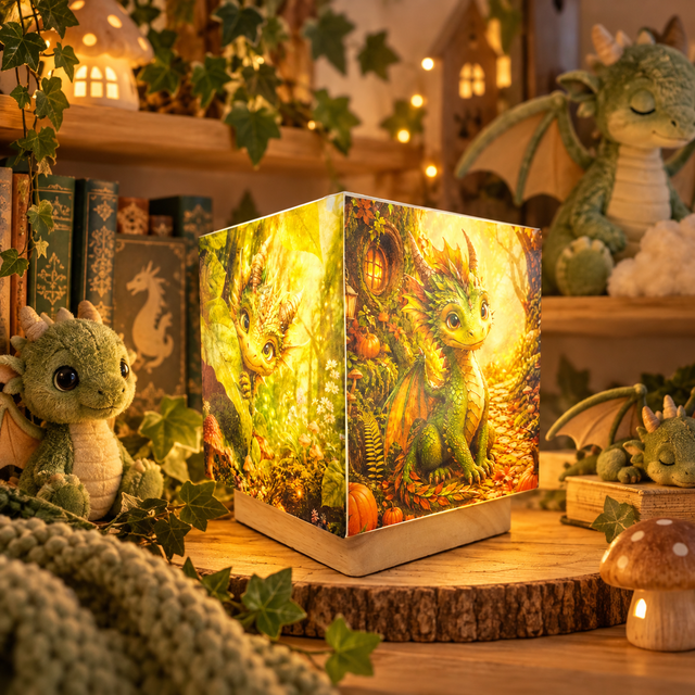 Lampe d'ambiance en cire 12x12cm- "Bébés dragons"