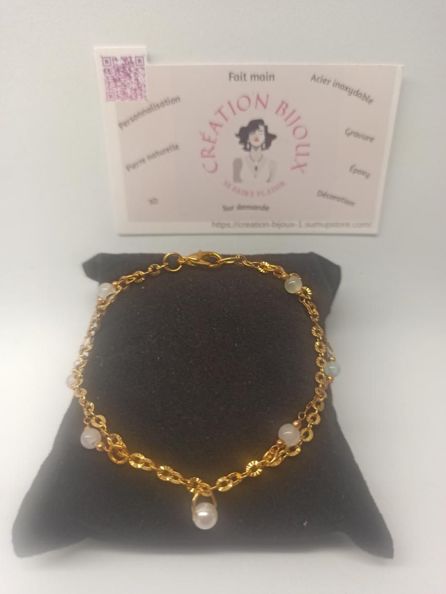 Bracelet double rangs avec perle 