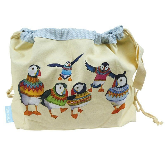 Drawstring Bag - Woolly Puffins