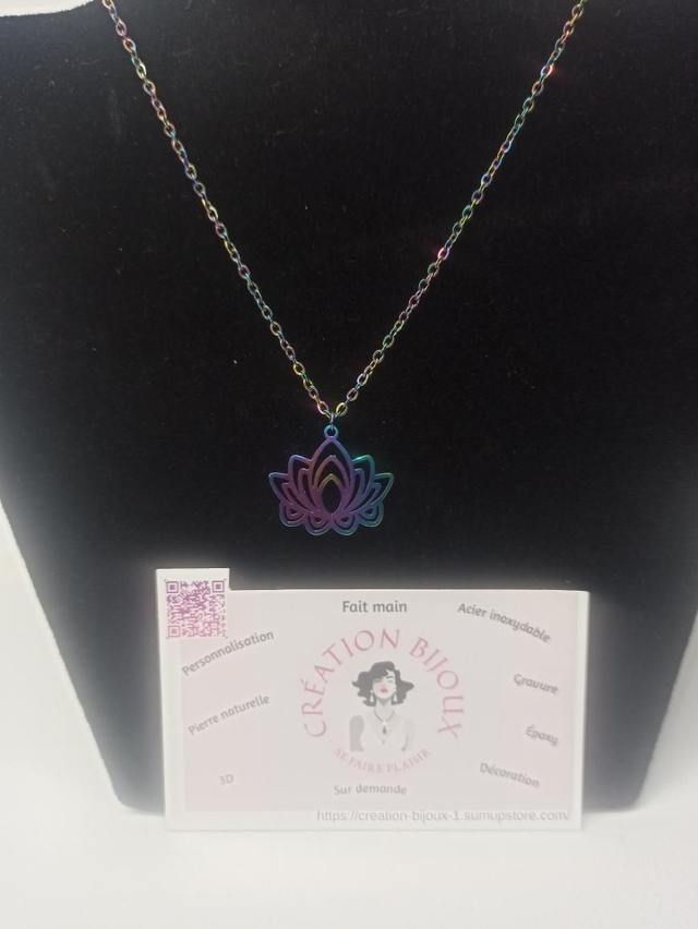 Collier lotus bleu/violet 