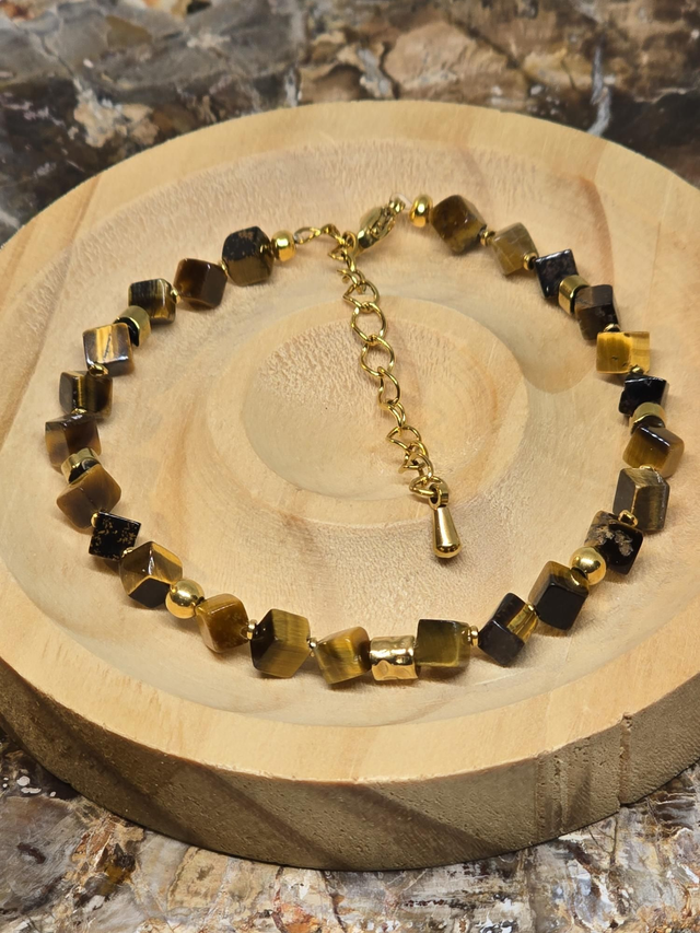 Bracelet Œil de tigre carré 0,4 x 0,4 xm