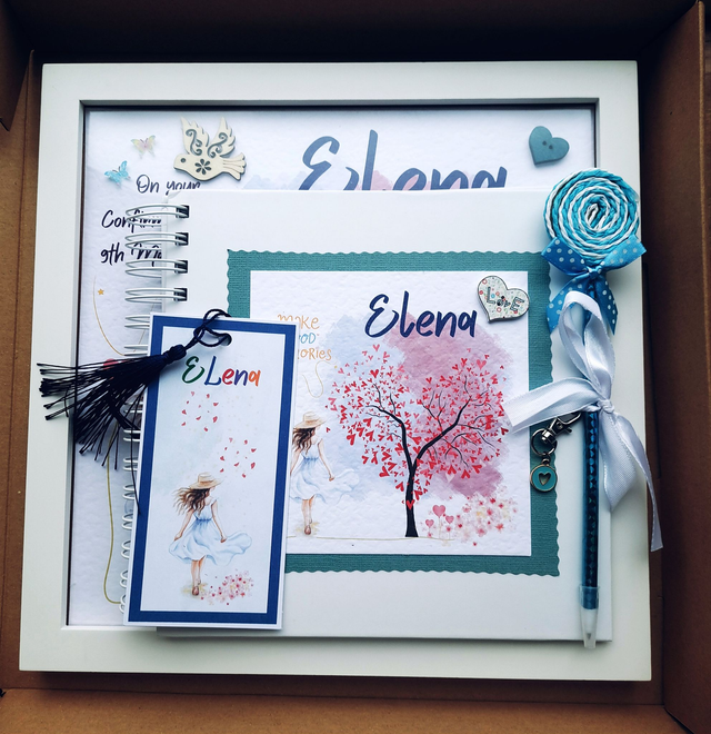 Personalised Frame and scrapbook set. Girls gift set. Handmade gift for confirmations and First Communions