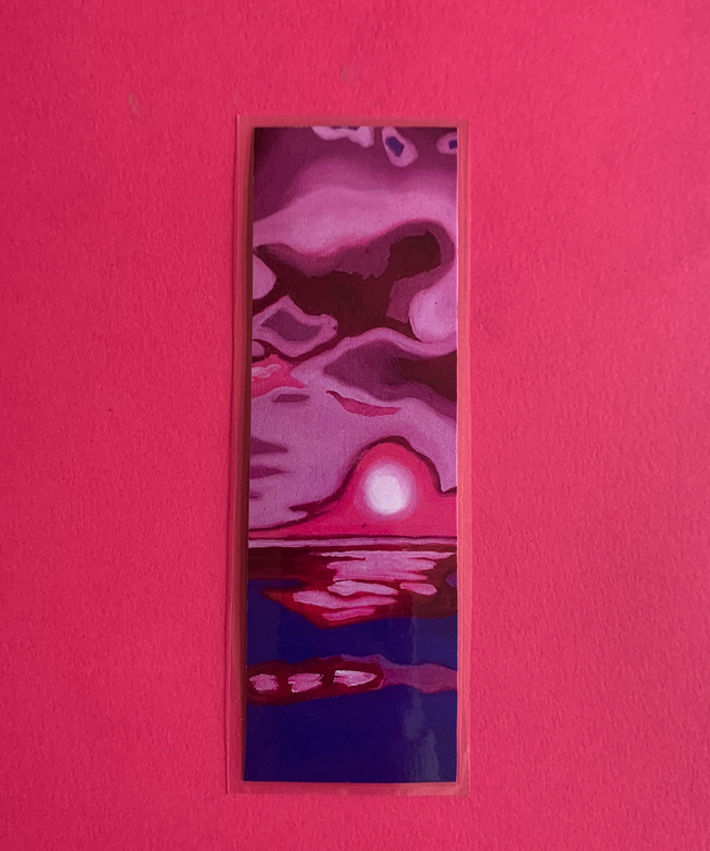 Marque page imprimé et plastifié - tirage d'oeuvre "La vie en rose"