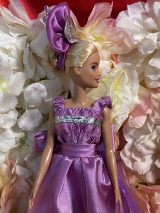 Poupée – Robe rose & Coiffe assortie - Fait main