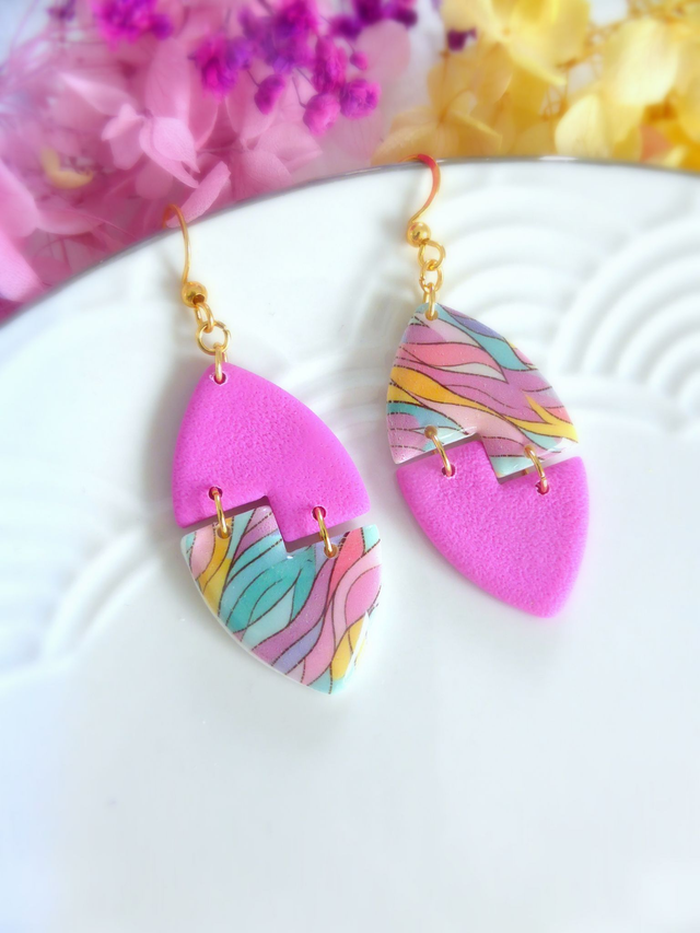 Boucles d'oreilles asymétriques - Matin d'Opale