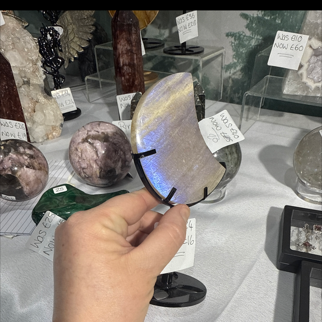 Moonstone moon with custom stand