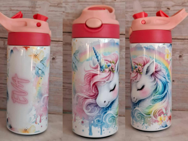 Gourde 350ml licorne arc en ciel 