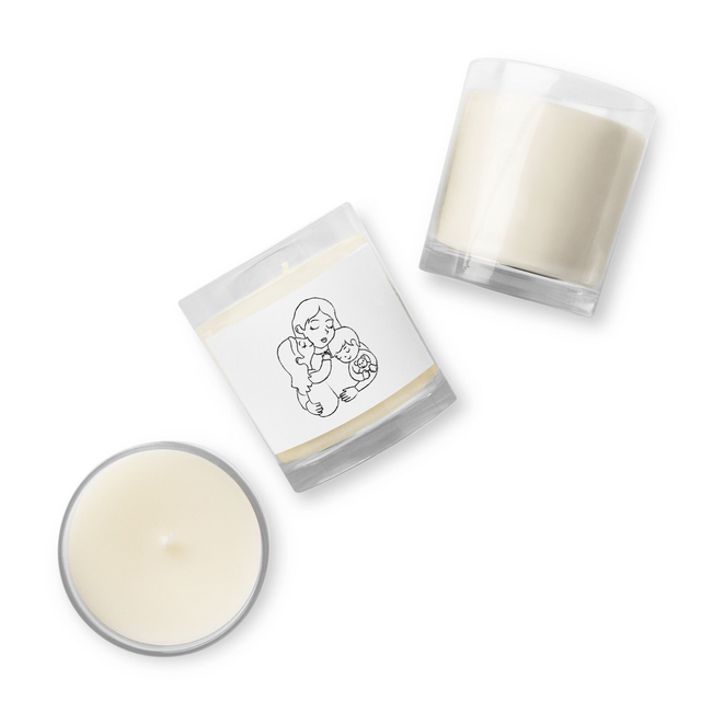  Candela in vetro in cera di soia love mum 