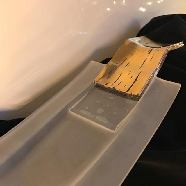 o4 Antipasti-Schale aus Glas 15 x 37 cm vergoldet . tk 1 o62020 05