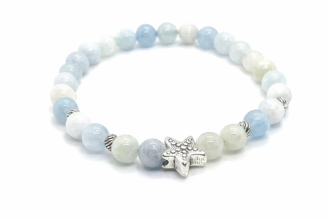 Bracelet « Mer » Aigue-marine 6 mm