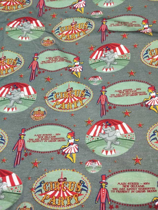 Tissu Circus party gris Medaillon pour COMMANDE 