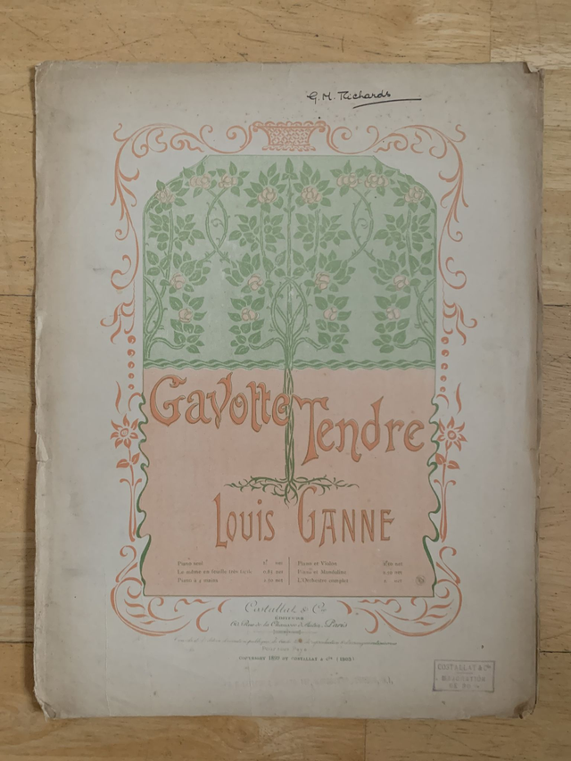 Gavotte Tendre Vintage Sheet Music by Louis Ganne