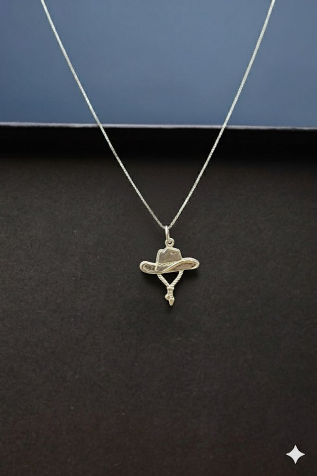 Pingente prata chapeu cowboy