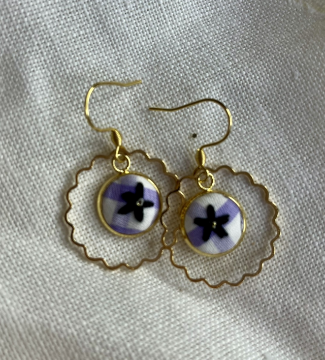 Boucles d’oreilles *Marya noire/vichy violet