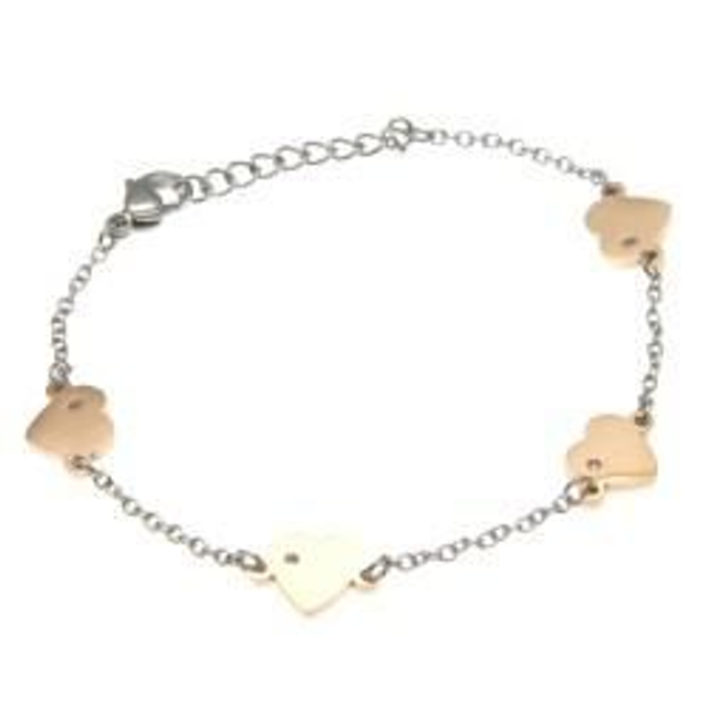 Bracciale donna in acciaio bicolore con charms a cuore 