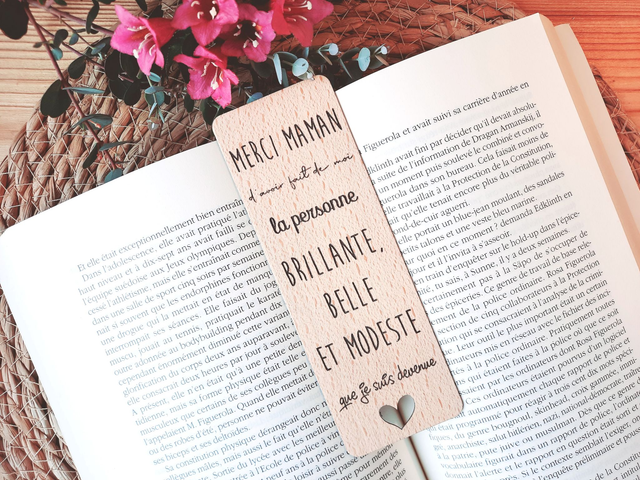 Marque-page en Bois Massif - Hêtre - Modèle &quot;Modestie&quot;