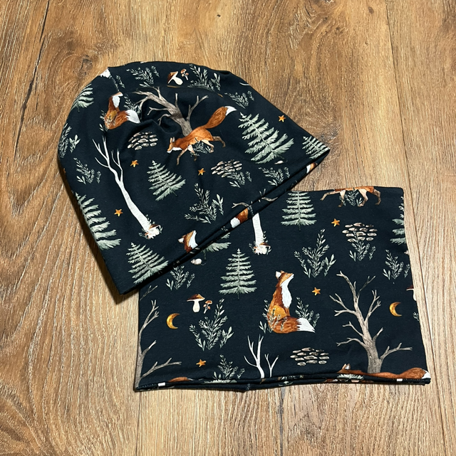 Set : Beanie und Loop Gr. 50 „Fuchs im Wald“