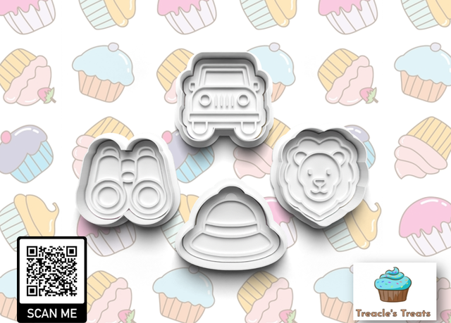 Safari Theme Fondant/cookie stamps with cutters 