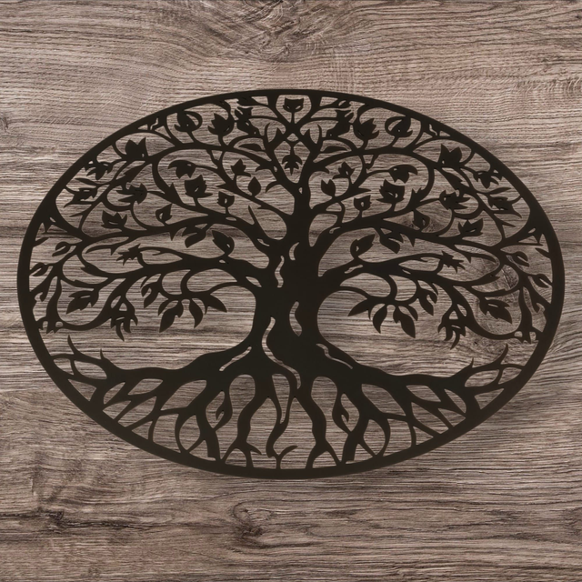 Découpe laser acier arbre de vie 