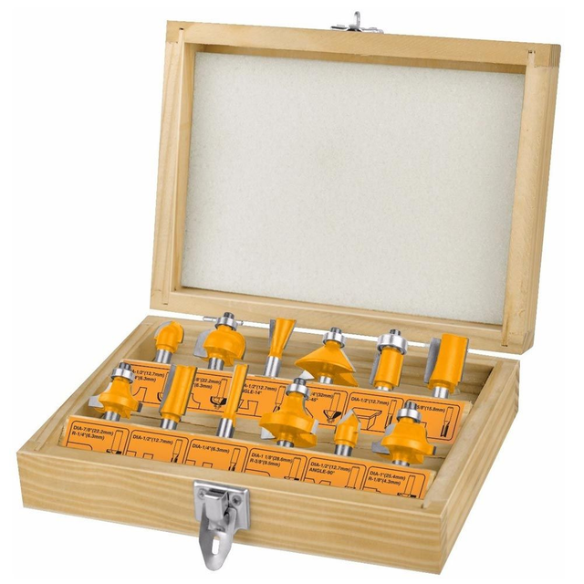 Set 12 frese per legno Ingco codolo 6mm