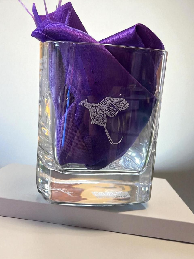 'Pheasant etched Heavy Glass' 