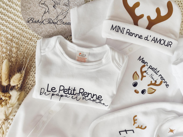 Ensemble velours " Mon petit renne de Noël "