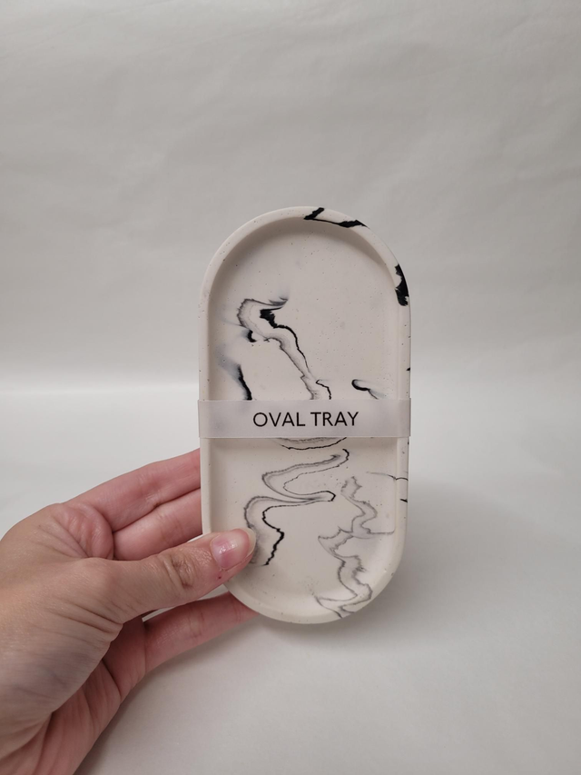 White Marble Jesmonite Oval Tray - JP-023