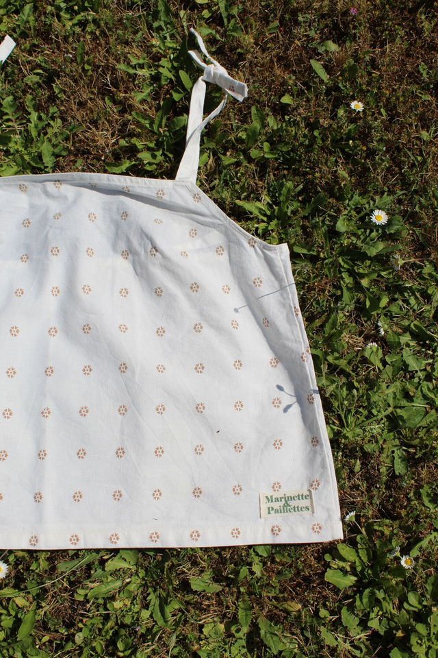 Top beige fleurs marron - Taille 2