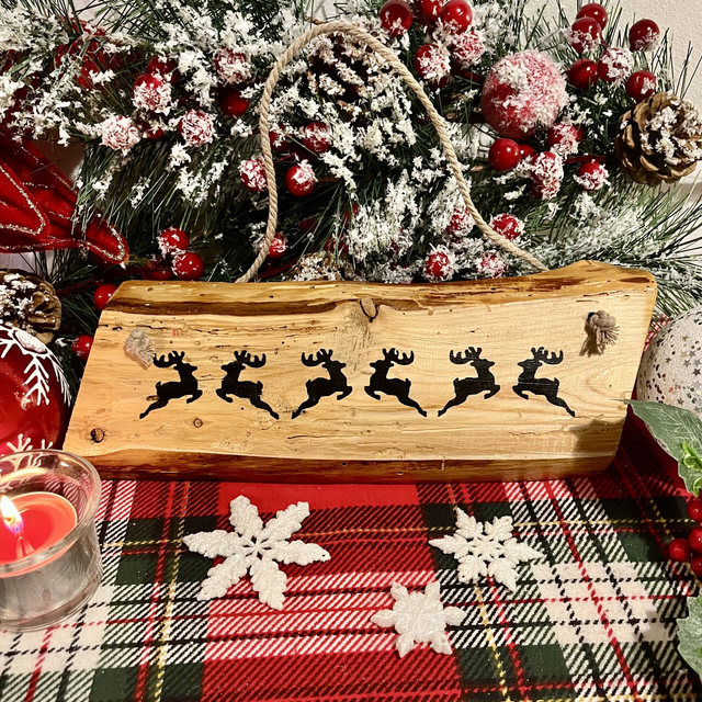 Handcrafted Cypress Wood Christmas Wall Hanging
