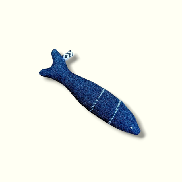 Recycled Denim Fish Squeaky Dog Toy