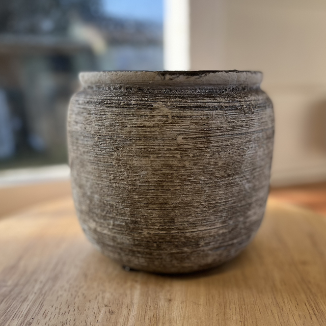 Textured grey pot