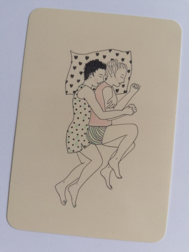 Postkaart "Lepeltjes vrouw-vrouw"