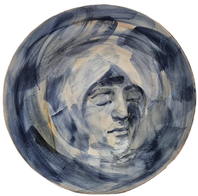 SH18 Sleeping Face Charger by Sally Hamer, 40cm diameter Ceramic