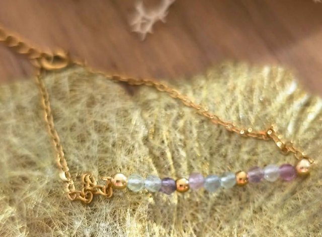 Bracelet "VANESSA", doré et fluorine multicolore