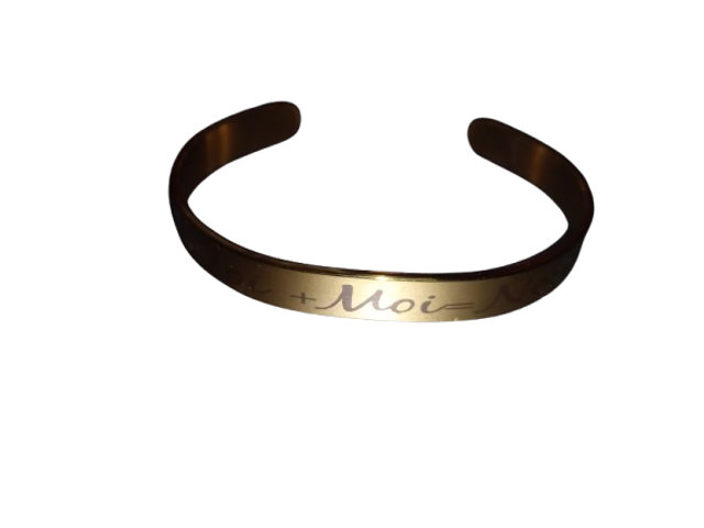 Jonc en Acier Inoxydable Doré - Gravure Personnalisée