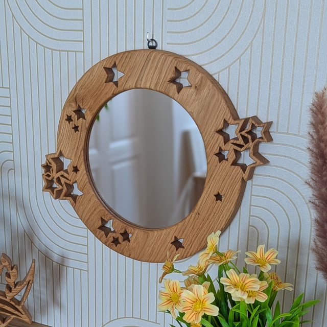 Miroir étoiles en chêne massif