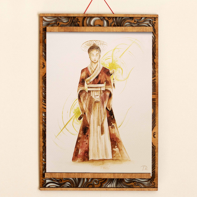 Femme Kamicha - Dorures à la main - Format A4