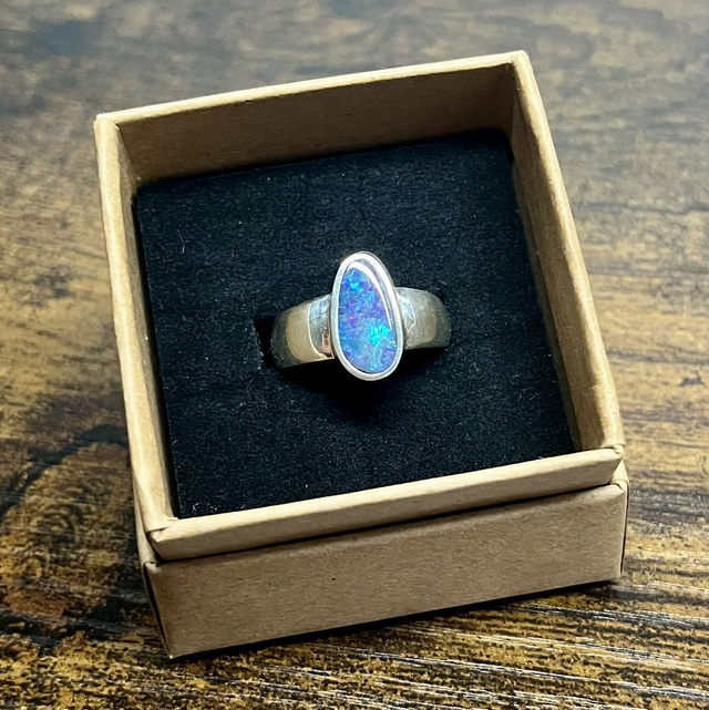 Bague en argent et Opale Australienne - Taille 56