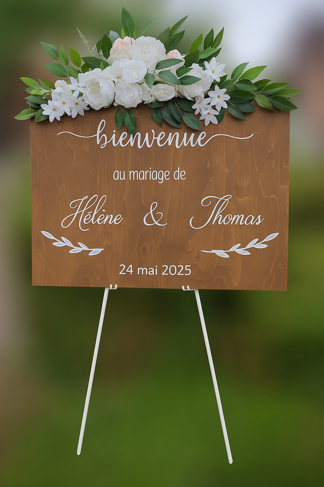 Panneau en bois " Bienvenue " personnalisé