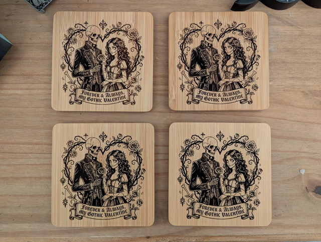 Skeleton Forever &amp; Always Valentine's Coaster