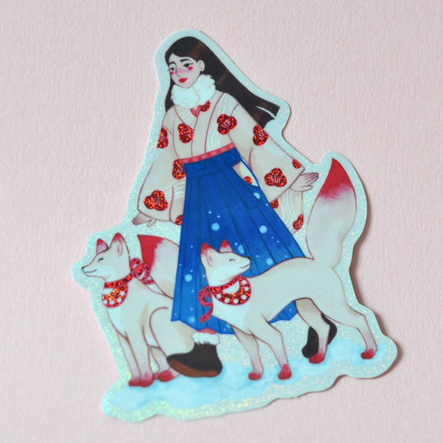 Sticker la fille aux kitsune