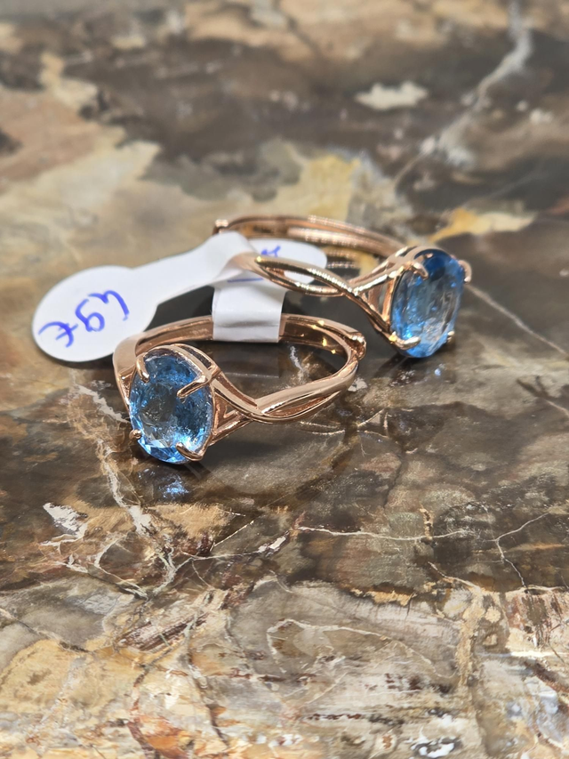 Bague Argent 925 rose et Topaze bleu