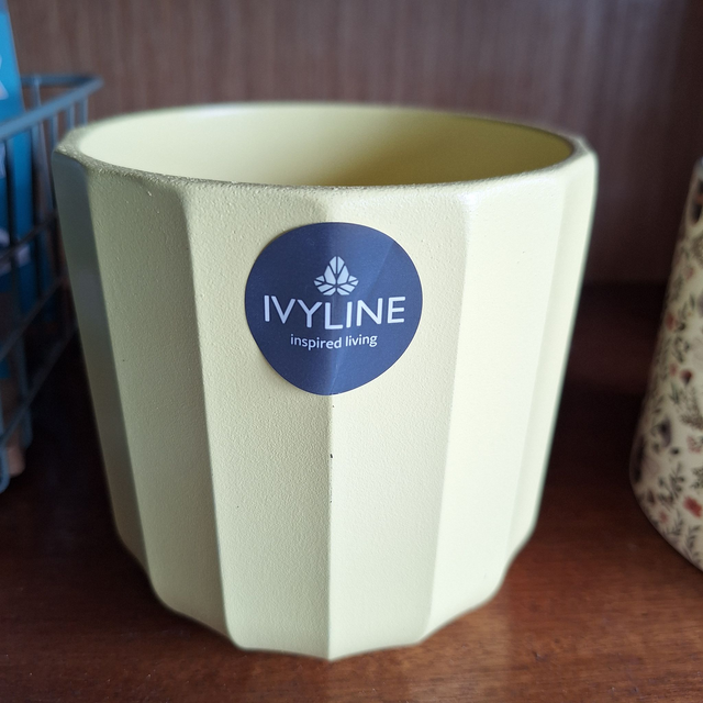 Positano lemon yellow geo ceramic indoor planter (by Ivyline)