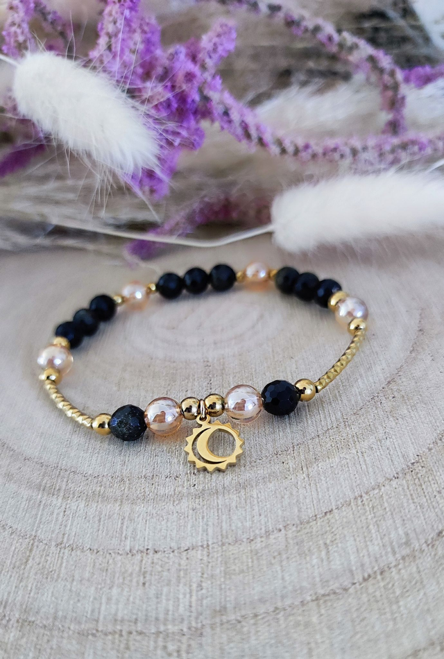 Bracelet "Protection et Pouvoir personnel" Obsidienne facettée