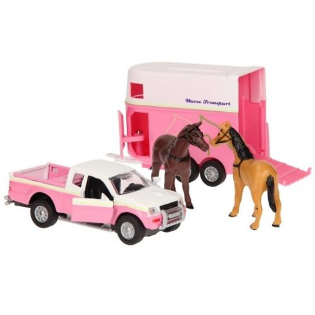 Kids Globe 520124 - Kids Globe 520124 Pick-up Mitsubishi avec remorque pour chevaux et deux chevaux